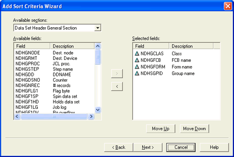 Add Sort Criteria Wizard