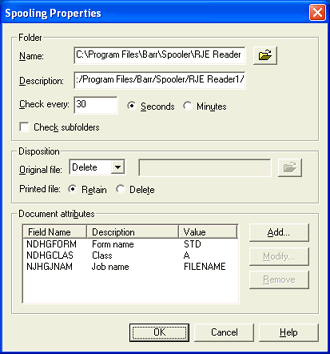 Spooling Properties Dialog Box
