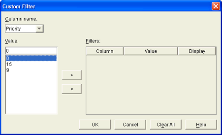 Custom Filter Dialog Box