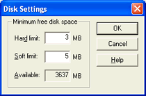 Disk Settings Dialog Box