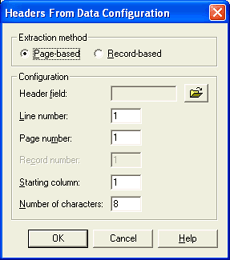 Headers From Data Configuration Dialog Box