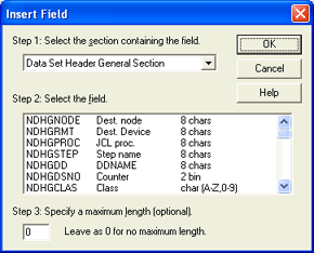 Insert Field Dialog Box