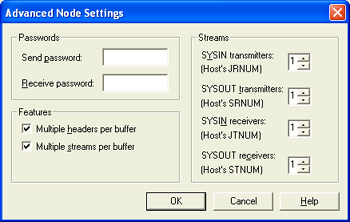 Advanced Node Settings Dialog Box