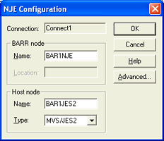 NJE Configuration Dialog Box