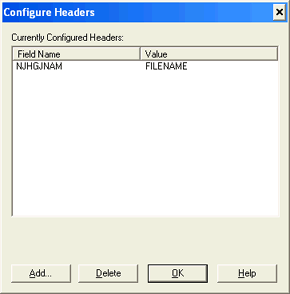 Configure Headers Dialog Box