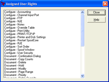 Assigned User Rights Dialog Box