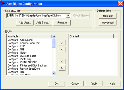 User Rights Configuration