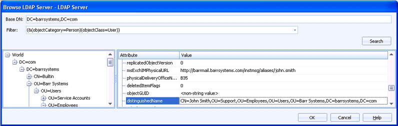 Browse Server Dialog Box