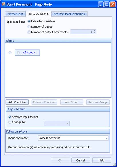 Burst Conditions Tab