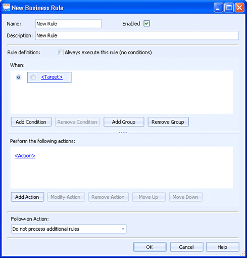 Business Rule Dialog Box