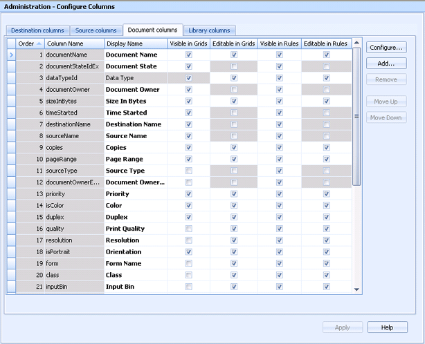 Configure Columns Utility