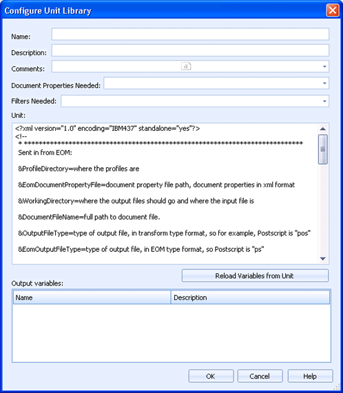 Configure Unit Library tab