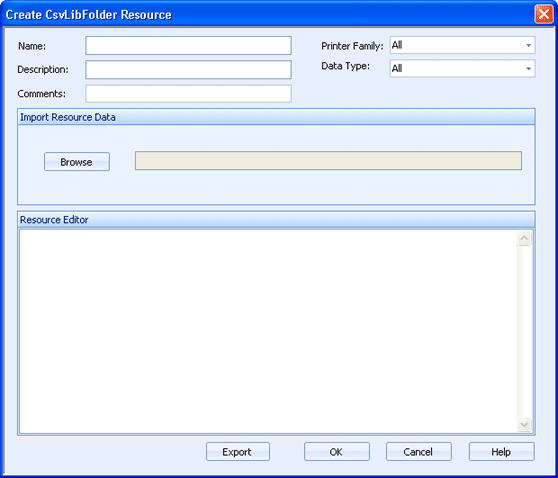 CsvLilbFolder Resource dialog box