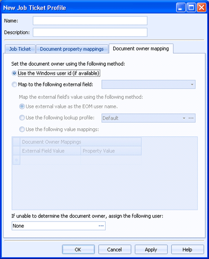 Document owner mapping tab