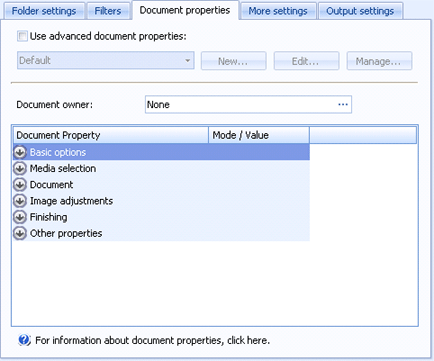 Document Properties Tab