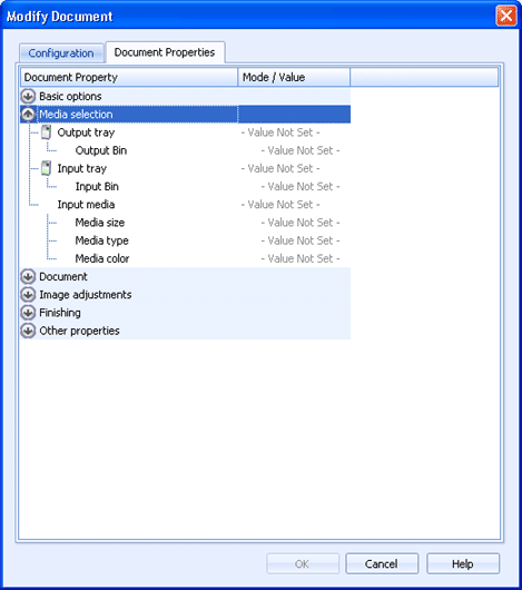 Document properties tab