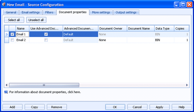 Document Properties Tab