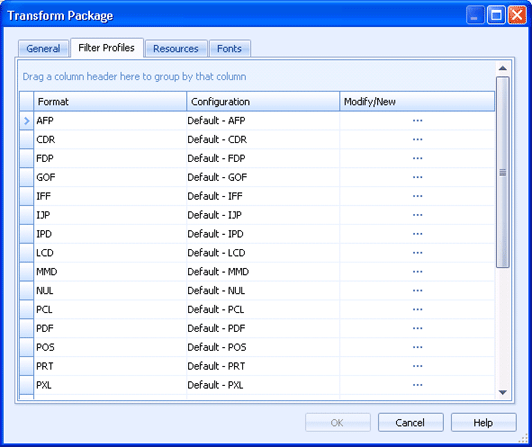 Filter Profiles Tab