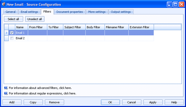 Filters Tab