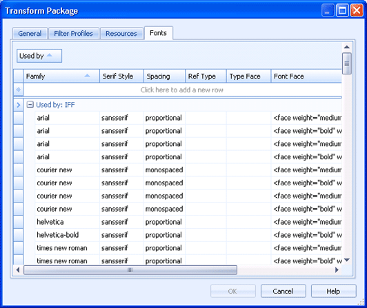 Fonts Tab