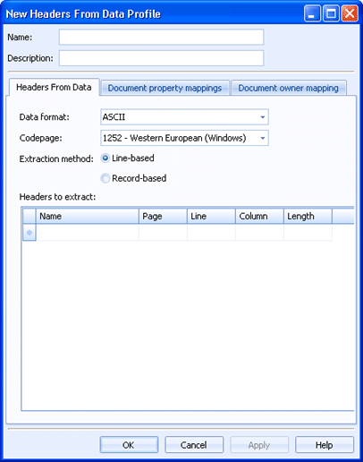Headers from data tab