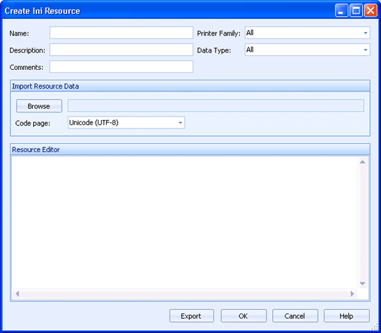Ini Resource dialog box