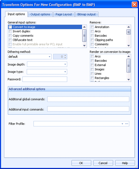 Input Options Tab