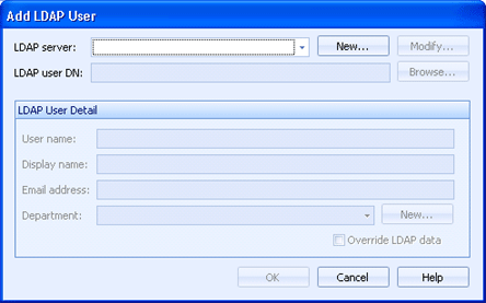 LDAP User Dialog Box