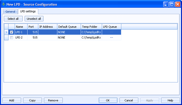 LPD settings tab