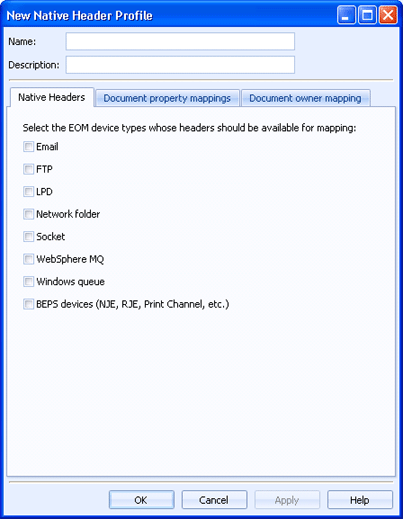 Native headers tab