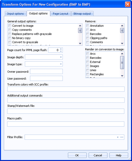 Output Options Tab