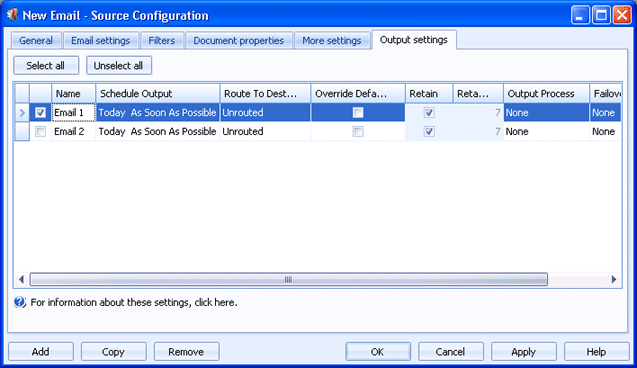 Output Settings Tab