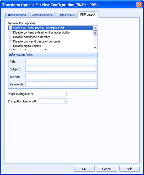 PDF Output Tab