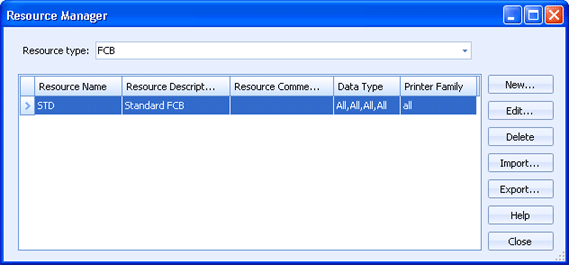Resource Manager Dialog Box