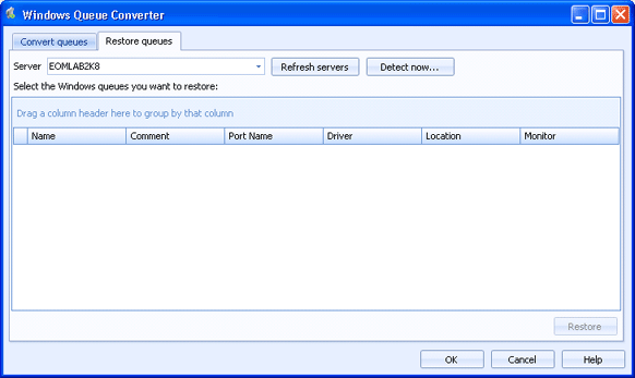 Restore queues Tab