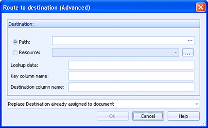 Route to destination (Advanced) dialog box