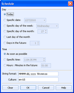 Schedule Dialog Box