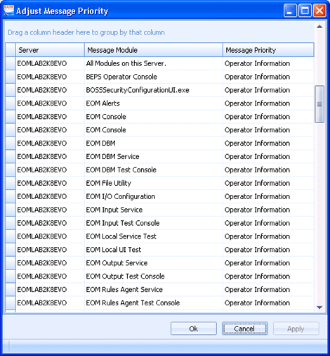Set Message Priority dialog box
